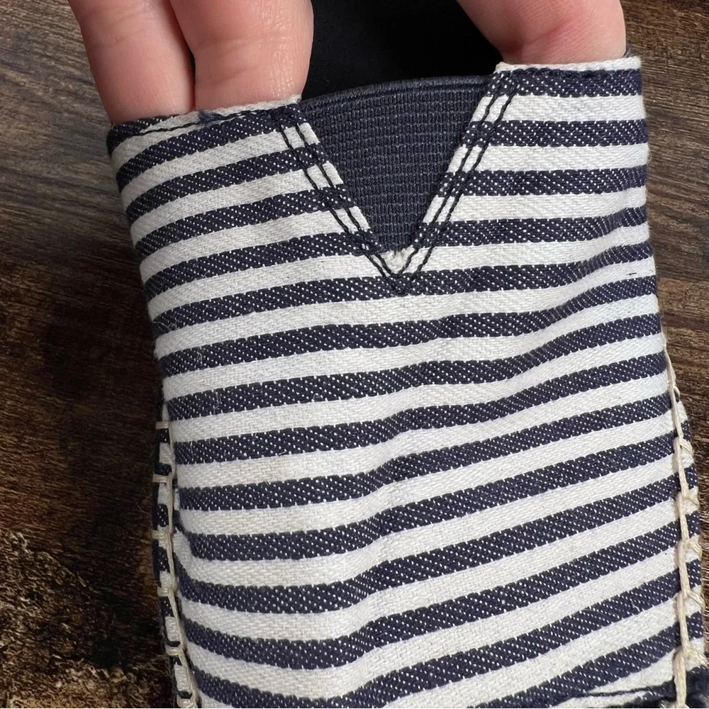 Cliffs‎ Espadrille Sandal Chyme Wedge Peep Toe Navy Blue Striped Sling Back 10